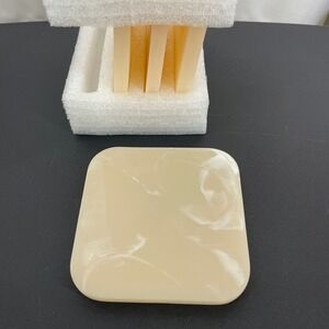 RIRIKU Set of 4 Resin Coasters‎ Beige Marbled Square 4x4 Modern Home Decor NEW